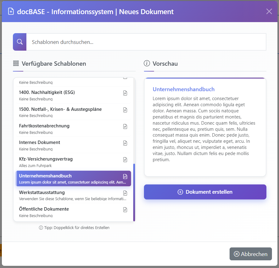 Neue Dokumente erfassen