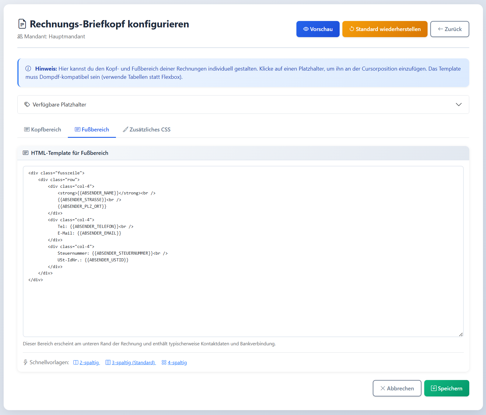 Individueller Unternehmensbriefkopf