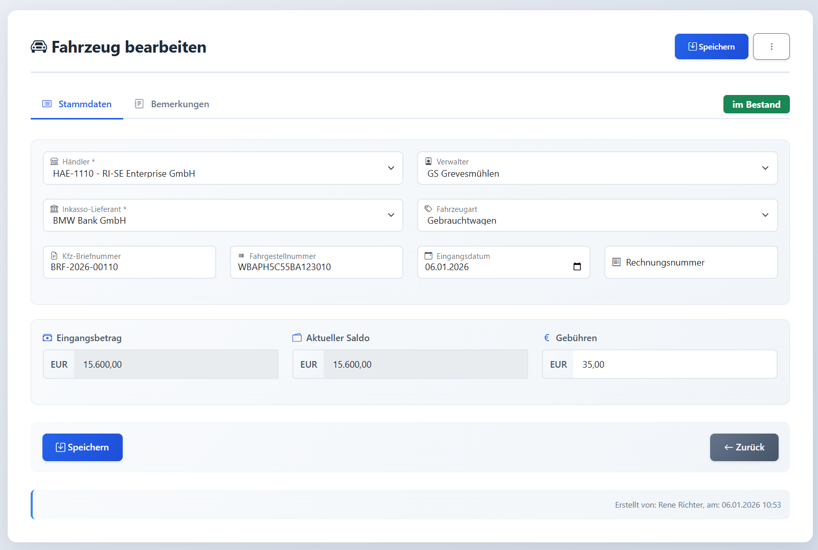 Vollständige Fahrzeugverwaltung