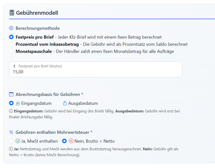Individuelle Gebührenmodelle