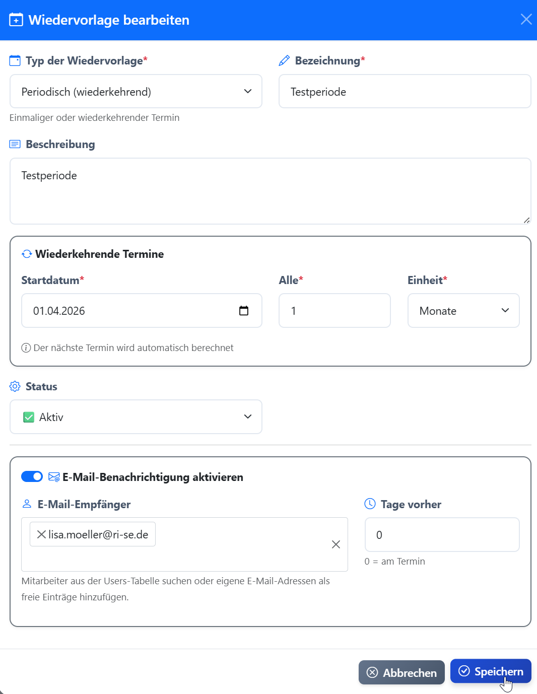 Wiedervorlagen und Abonnements