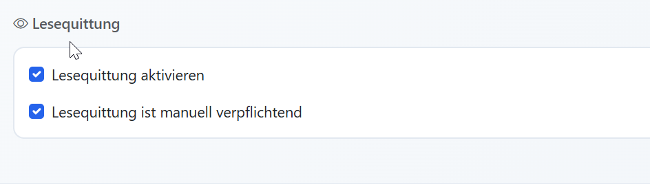 Lesequittungen und Dokumentveröffentlichung