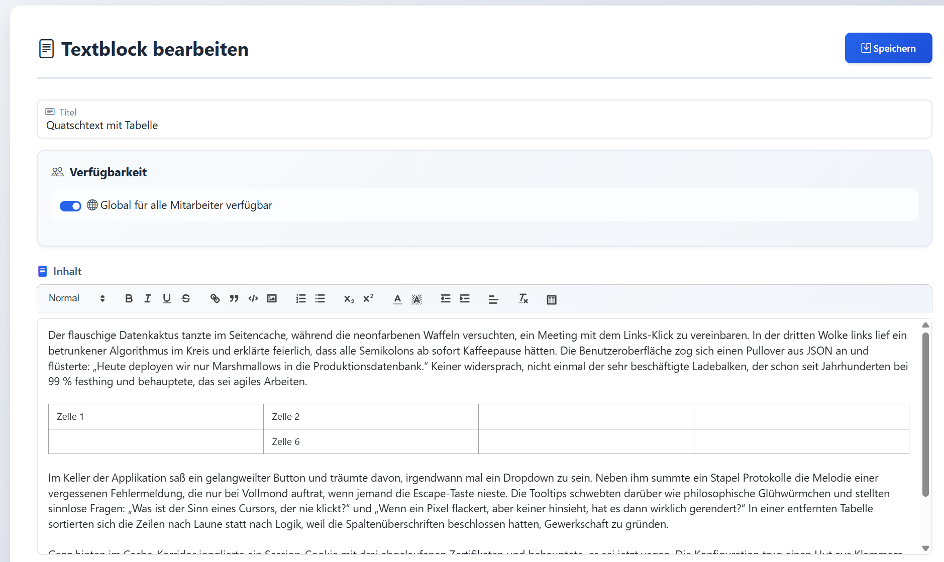 Textblöcke und automatische Vorbelegung